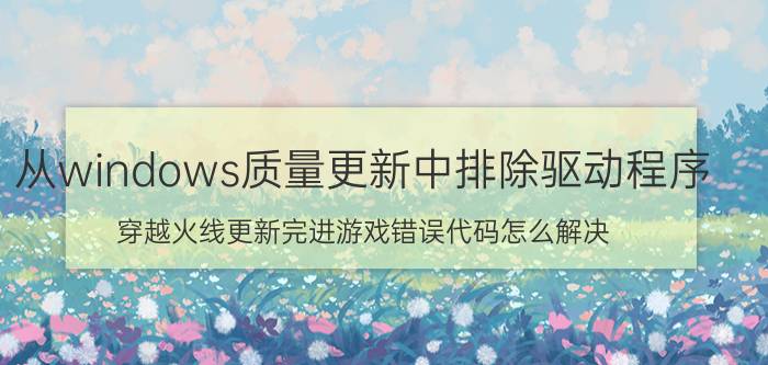 从windows质量更新中排除驱动程序 穿越火线更新完进游戏错误代码怎么解决？